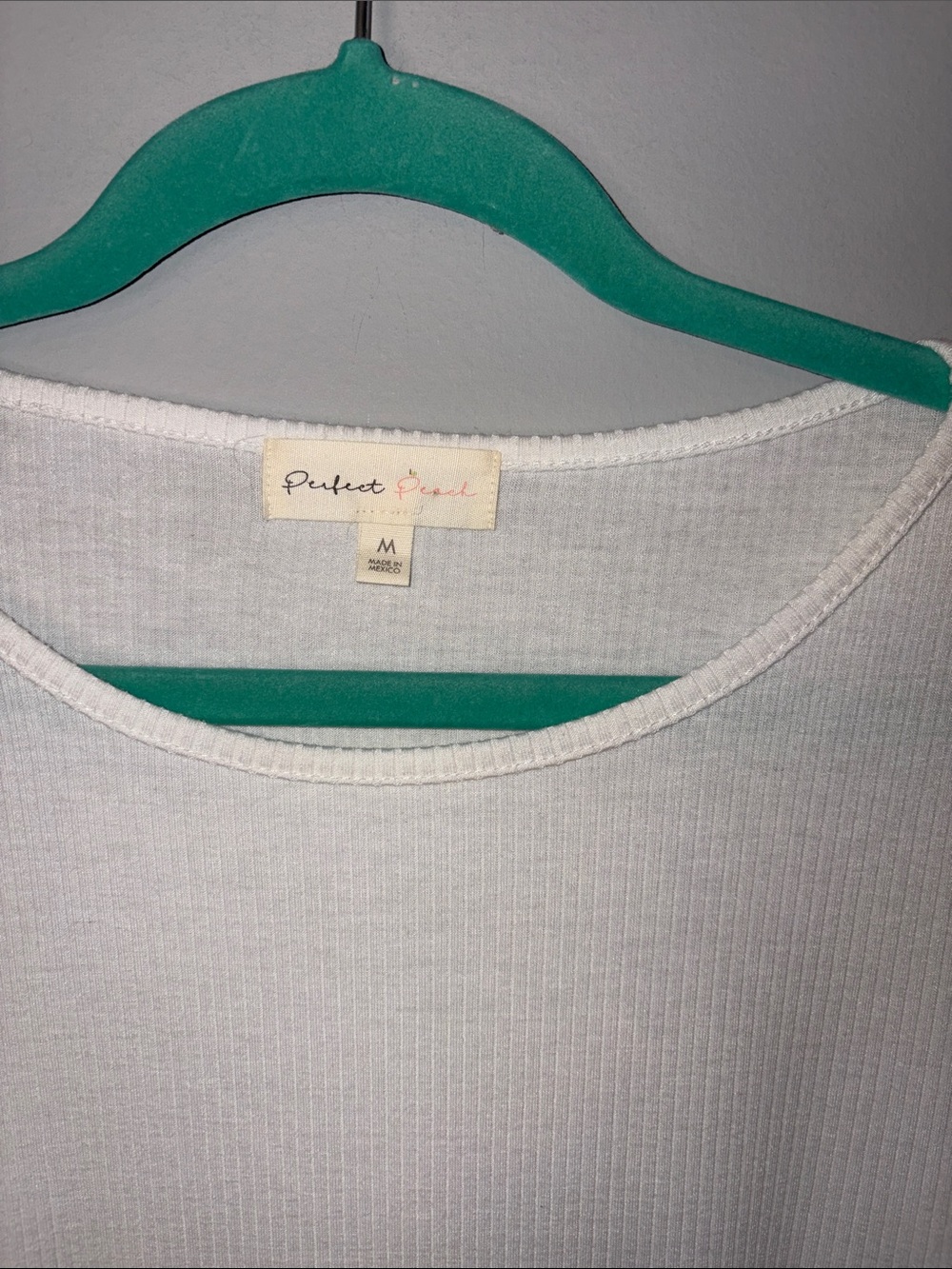 Perfect Peach Women's White Ribbed Scoop Neck Dress M - Picture 2 of 5